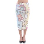 Usheen Carebears, Bears, Cat, Colorful, Cute, Pastel, Pattern Midi Pencil Skirt