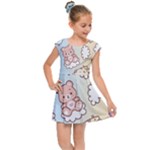 Usheen Carebears, Bears, Cat, Colorful, Cute, Pastel, Pattern Kids  Cap Sleeve Dress