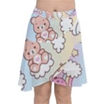 Usheen Carebears, Bears, Cat, Colorful, Cute, Pastel, Pattern Chiffon Wrap Front Skirt