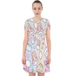 Usheen Carebears, Bears, Cat, Colorful, Cute, Pastel, Pattern Adorable in Chiffon Dress