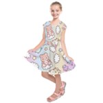 Usheen Carebears, Bears, Cat, Colorful, Cute, Pastel, Pattern Kids  Short Sleeve Dress