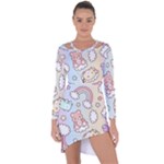 Usheen Carebears, Bears, Cat, Colorful, Cute, Pastel, Pattern Asymmetric Cut-Out Shift Dress