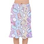 Usheen Carebears, Bears, Cat, Colorful, Cute, Pastel, Pattern Short Mermaid Skirt