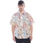 Usheen Carebears, Bears, Cat, Colorful, Cute, Pastel, Pattern Men s Short Sleeve Shirt