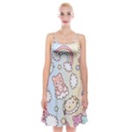 Usheen Carebears, Bears, Cat, Colorful, Cute, Pastel, Pattern Spaghetti Strap Velvet Dress