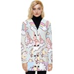 Usheen Carebears, Bears, Cat, Colorful, Cute, Pastel, Pattern Button Up Hooded Coat 