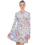 Usheen Carebears, Bears, Cat, Colorful, Cute, Pastel, Pattern Long Sleeve Panel Dress