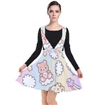 Usheen Carebears, Bears, Cat, Colorful, Cute, Pastel, Pattern Plunge Pinafore Dress