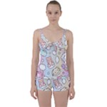 Usheen Carebears, Bears, Cat, Colorful, Cute, Pastel, Pattern Tie Front Two Piece Tankini