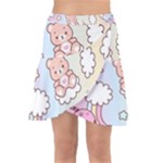 Usheen Carebears, Bears, Cat, Colorful, Cute, Pastel, Pattern Wrap Front Skirt