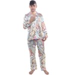 Usheen Carebears, Bears, Cat, Colorful, Cute, Pastel, Pattern Men s Long Sleeve Satin Pajamas Set