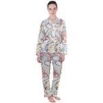 Usheen Carebears, Bears, Cat, Colorful, Cute, Pastel, Pattern Women s Long Sleeve Satin Pajamas Set	