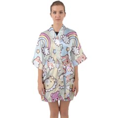 Half Sleeve Satin Kimono  