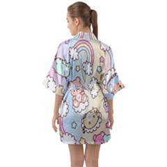 Half Sleeve Satin Kimono  