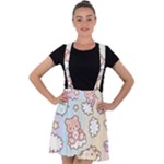 Usheen Carebears, Bears, Cat, Colorful, Cute, Pastel, Pattern Velvet Suspender Skater Skirt