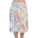 Usheen Carebears, Bears, Cat, Colorful, Cute, Pastel, Pattern Velvet Flared Midi Skirt