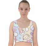 Usheen Carebears, Bears, Cat, Colorful, Cute, Pastel, Pattern Velvet Racer Back Crop Top