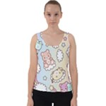 Usheen Carebears, Bears, Cat, Colorful, Cute, Pastel, Pattern Velvet Tank Top