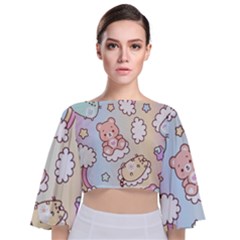 Tie Back Butterfly Sleeve Chiffon Top 