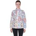 Usheen Carebears, Bears, Cat, Colorful, Cute, Pastel, Pattern Women s High Neck Windbreaker