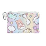 Usheen Carebears, Bears, Cat, Colorful, Cute, Pastel, Pattern Canvas Cosmetic Bag (Medium)