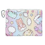 Usheen Carebears, Bears, Cat, Colorful, Cute, Pastel, Pattern Canvas Cosmetic Bag (XL)