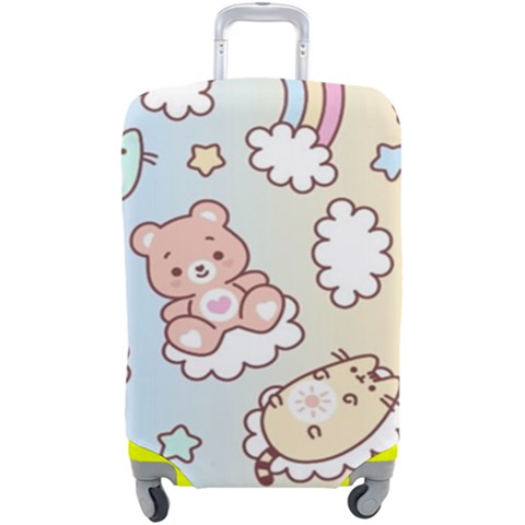 Usheen Carebears, Bears, Cat, Colorful, Cute, Pastel, Pattern Luggage Cover (Large) from ArtsNow.com