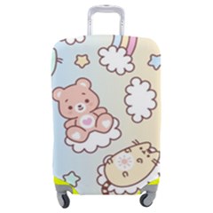 Usheen Carebears, Bears, Cat, Colorful, Cute, Pastel, Pattern Luggage Cover (Medium) from ArtsNow.com