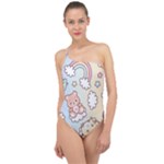 Usheen Carebears, Bears, Cat, Colorful, Cute, Pastel, Pattern Classic One Shoulder Swimsuit