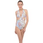 Usheen Carebears, Bears, Cat, Colorful, Cute, Pastel, Pattern Halter Front Plunge Swimsuit