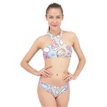 Usheen Carebears, Bears, Cat, Colorful, Cute, Pastel, Pattern High Neck Bikini Set