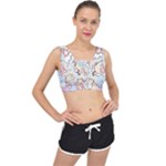 Usheen Carebears, Bears, Cat, Colorful, Cute, Pastel, Pattern V-Back Sports Bra