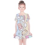 Usheen Carebears, Bears, Cat, Colorful, Cute, Pastel, Pattern Kids  Simple Cotton Dress