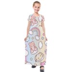 Usheen Carebears, Bears, Cat, Colorful, Cute, Pastel, Pattern Kids  Short Sleeve Maxi Dress