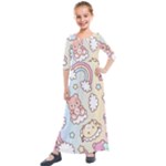 Usheen Carebears, Bears, Cat, Colorful, Cute, Pastel, Pattern Kids  Quarter Sleeve Maxi Dress