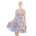 Usheen Carebears, Bears, Cat, Colorful, Cute, Pastel, Pattern Halter Party Swing Dress 