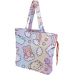 Usheen Carebears, Bears, Cat, Colorful, Cute, Pastel, Pattern Drawstring Tote Bag