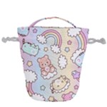 Usheen Carebears, Bears, Cat, Colorful, Cute, Pastel, Pattern Drawstring Bucket Bag