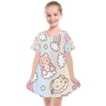 Usheen Carebears, Bears, Cat, Colorful, Cute, Pastel, Pattern Kids  Smock Dress