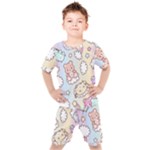 Usheen Carebears, Bears, Cat, Colorful, Cute, Pastel, Pattern Kids  T-Shirt and Shorts Set