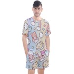 Usheen Carebears, Bears, Cat, Colorful, Cute, Pastel, Pattern Men s Mesh T-Shirt and Shorts Set