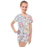 Usheen Carebears, Bears, Cat, Colorful, Cute, Pastel, Pattern Kids  Mesh T-Shirt and Shorts Set