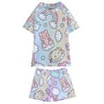 Usheen Carebears, Bears, Cat, Colorful, Cute, Pastel, Pattern Kids  Swim T-Shirt and Shorts Set