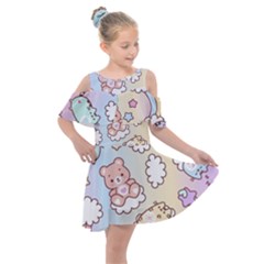 Kids  Shoulder Cutout Chiffon Dress 