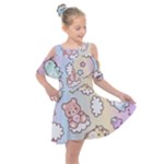 Usheen Carebears, Bears, Cat, Colorful, Cute, Pastel, Pattern Kids  Shoulder Cutout Chiffon Dress