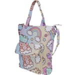 Usheen Carebears, Bears, Cat, Colorful, Cute, Pastel, Pattern Shoulder Tote Bag