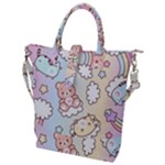 Usheen Carebears, Bears, Cat, Colorful, Cute, Pastel, Pattern Buckle Top Tote Bag