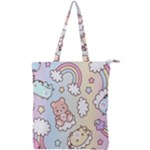 Usheen Carebears, Bears, Cat, Colorful, Cute, Pastel, Pattern Double Zip Up Tote Bag