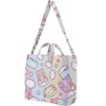 Usheen Carebears, Bears, Cat, Colorful, Cute, Pastel, Pattern Square Shoulder Tote Bag