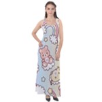 Usheen Carebears, Bears, Cat, Colorful, Cute, Pastel, Pattern Sleeveless Velour Maxi Dress